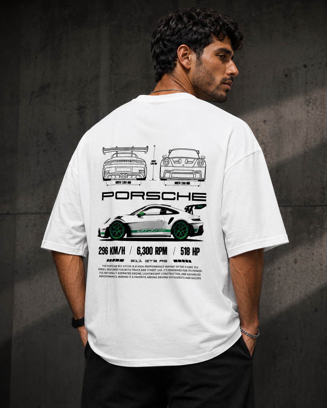 Porsche GT3 RS – Back Graphic Oversized T-Shirt