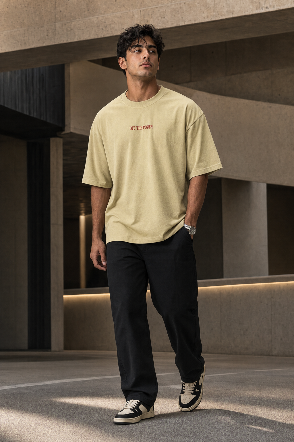 Off The Power – Mixed-Media Back Graphic Oversized T-Shirt