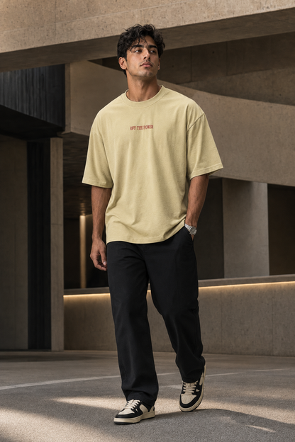 Off The Power – Mixed-Media Back Graphic Oversized T-Shirt