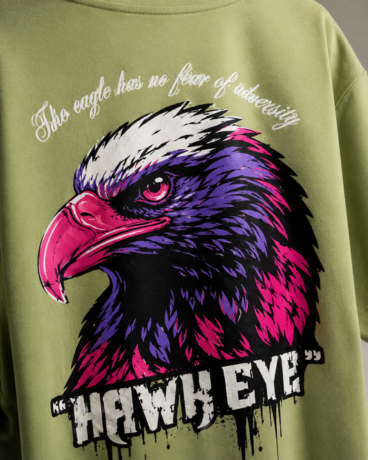 Hawk Eye – Back Graphic Green Oversized T-Shirt