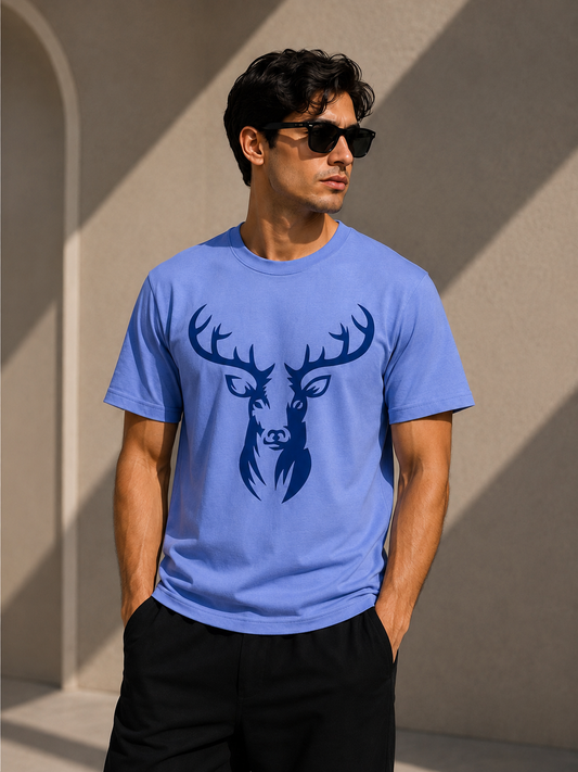 Reindeer light blue tee