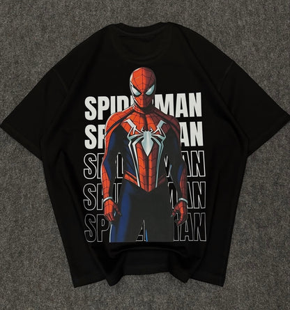 Spider Duo Black – Logo Print Oversized T-Shirt