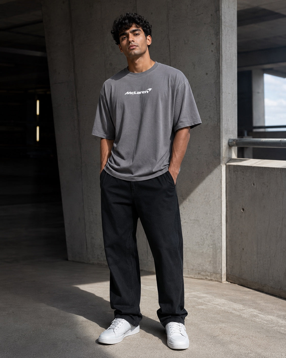 McLaren grey oversized T-shirt – full-body front view