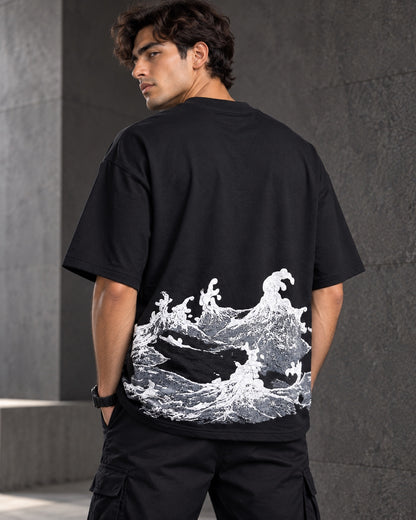 Surf & Chill black T-shirt – back view