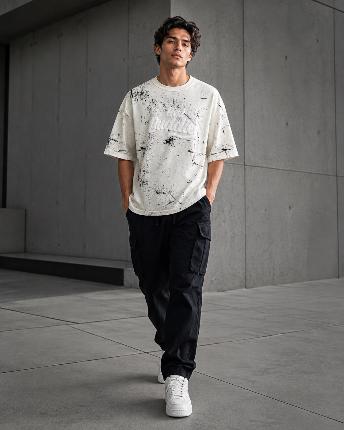Tom and Jerry cream T-shirt – full-body front view